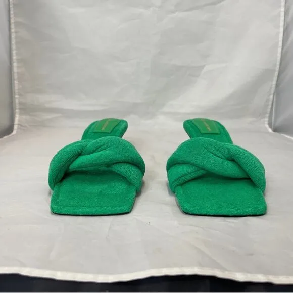 Good American Green Terry Cloth Kickstand Kitten Heel size 10