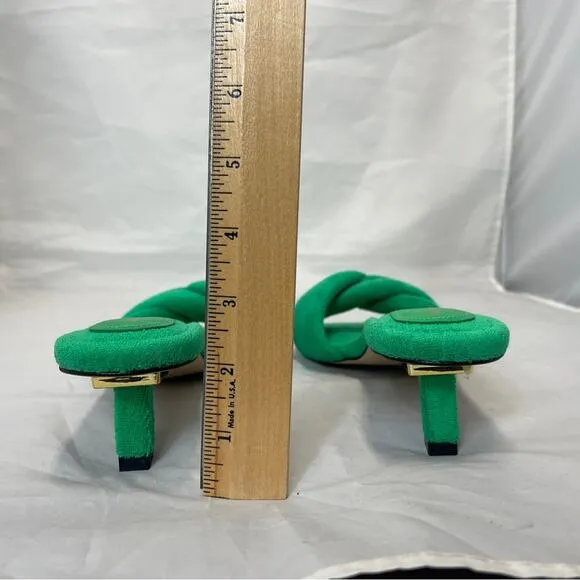 Good American Green Terry Cloth Kickstand Kitten Heel size 10
