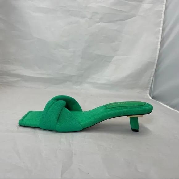 Good American Green Terry Cloth Kickstand Kitten Heel size 10