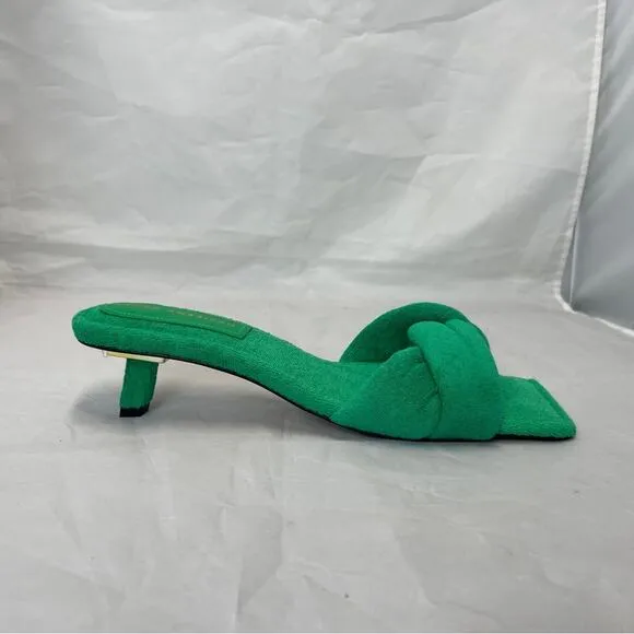 Good American Green Terry Cloth Kickstand Kitten Heel size 10