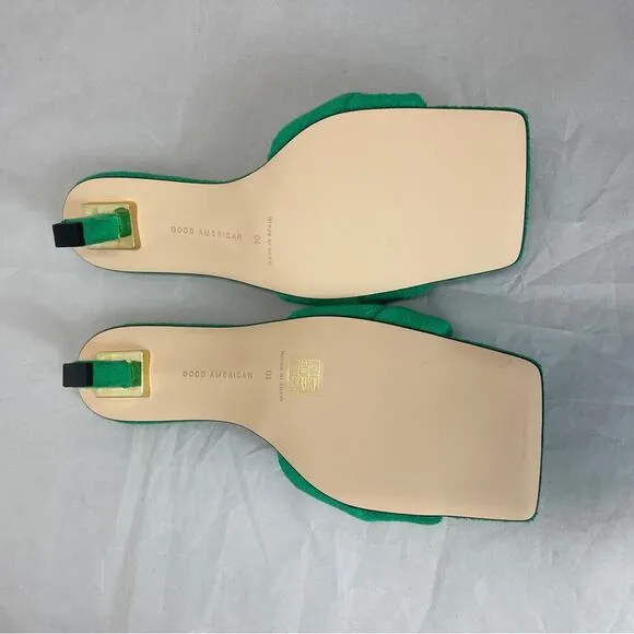 Good American Green Terry Cloth Kickstand Kitten Heel size 10
