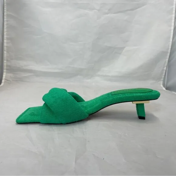 Good American Green Terry Cloth Kickstand Kitten Heel size 10