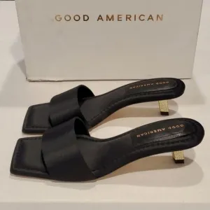 Good American Kickstand Slide Sandal Mules Black Size 8