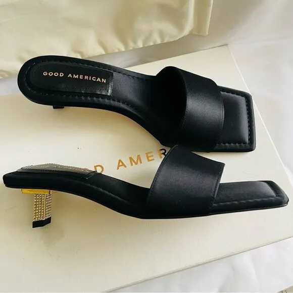 Good American Kickstand Slide Sandal In Black Size 7