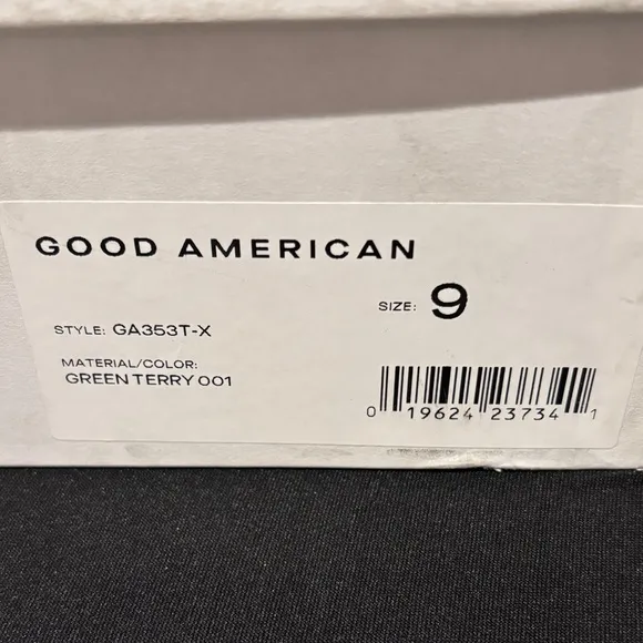 Good American Terry Kickstand Mules 9 GREEN TERRY NIB