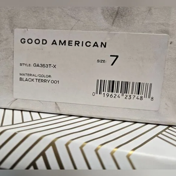 Good American Terry Kickstand Mules Slide On Size 7 Black NEW IN BOX