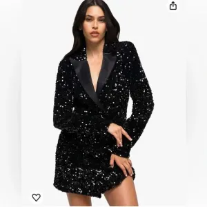 Good American Glow Blazer Dress Black Size S NWOT
