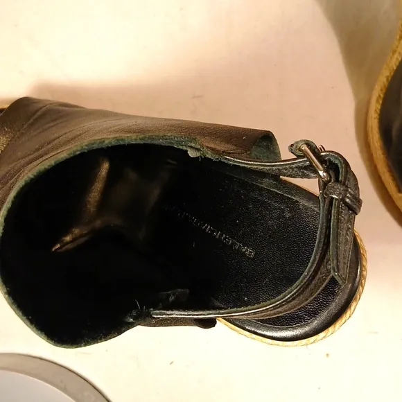 Gorgeous Balenciaga Black Leather Slingback Platform Wedge Espadrille Heels