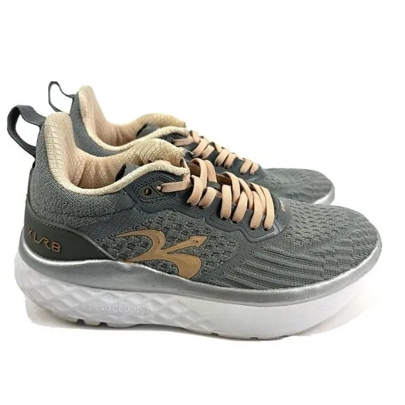 Gravity Defyer Sneaker 7 XLR8 Running Shoes Womens Gray Peach Silver Womens