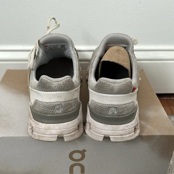 Gray and white On running shoes.