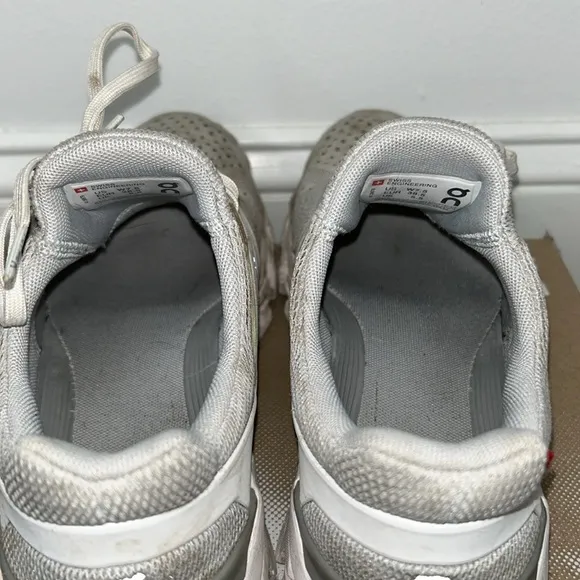 Gray and white On running shoes.