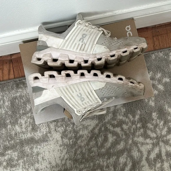 Gray and white On running shoes.