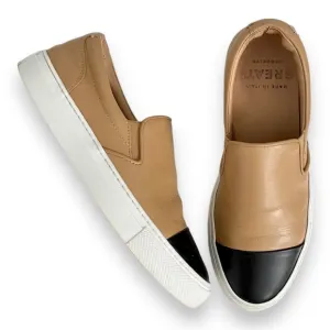 Greats Tan Black The Wooster Cap Toe Two Tone Leather Slip On Sneaker Size 7.5