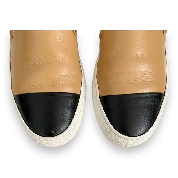 Greats Tan Black The Wooster Cap Toe Two Tone Leather Slip On Sneaker Size 7.5