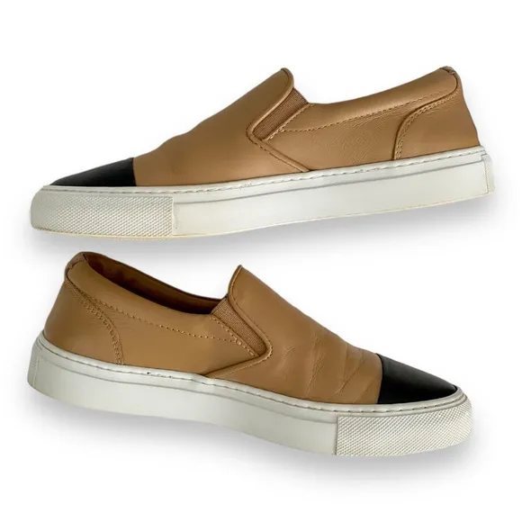 Greats Tan Black The Wooster Cap Toe Two Tone Leather Slip On Sneaker Size 7.5