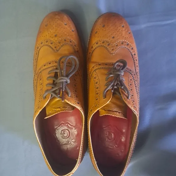 Grenson Brogue Oxfords UK 8 Leather Stanley Goodyear Welted Walnut Wingtip Shoes