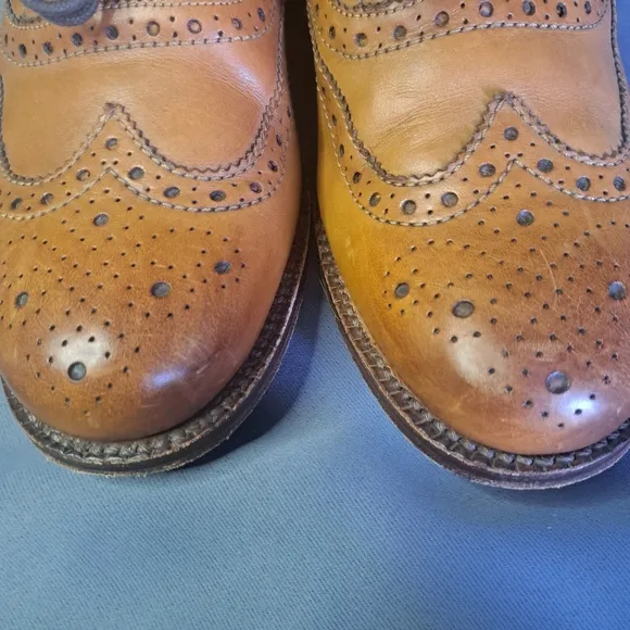 Grenson Brogue Oxfords UK 8 Leather Stanley Goodyear Welted Walnut Wingtip Shoes