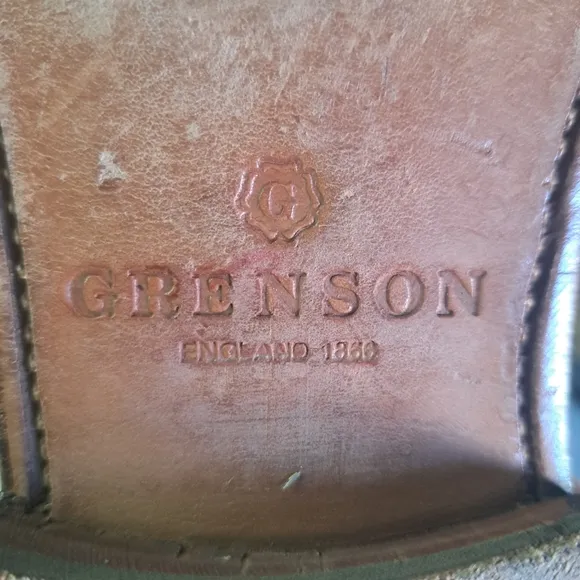 Grenson Brogue Oxfords UK 8 Leather Stanley Goodyear Welted Walnut Wingtip Shoes
