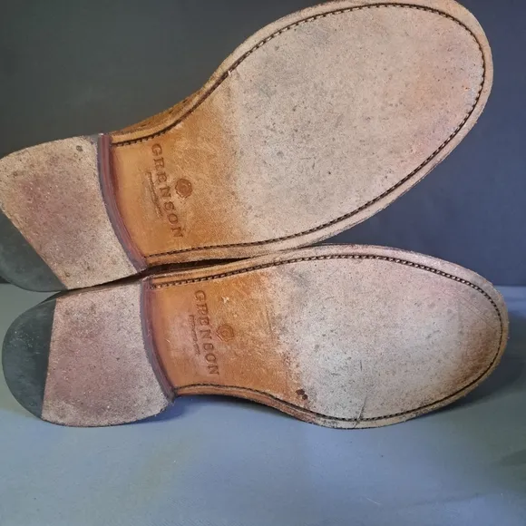 Grenson Brogue Oxfords UK 8 Leather Stanley Goodyear Welted Walnut Wingtip Shoes