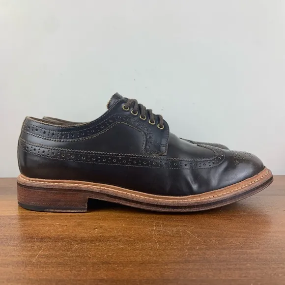 GRENSON Sid Brown Leather Brogue Wingtip Oxfords Shoes 5190 285 Mens Size 7.5 G