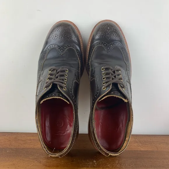GRENSON Sid Brown Leather Brogue Wingtip Oxfords Shoes 5190 285 Mens Size 7.5 G