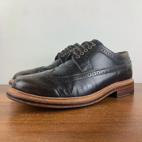 GRENSON Sid Brown Leather Brogue Wingtip Oxfords Shoes 5190 285 Mens Size 7.5 G