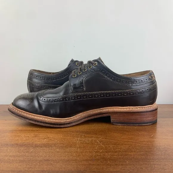 GRENSON Sid Brown Leather Brogue Wingtip Oxfords Shoes 5190 285 Mens Size 7.5 G