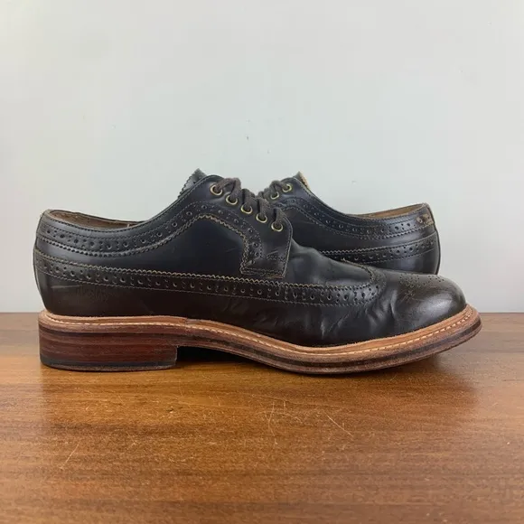 GRENSON Sid Brown Leather Brogue Wingtip Oxfords Shoes 5190 285 Mens Size 7.5 G
