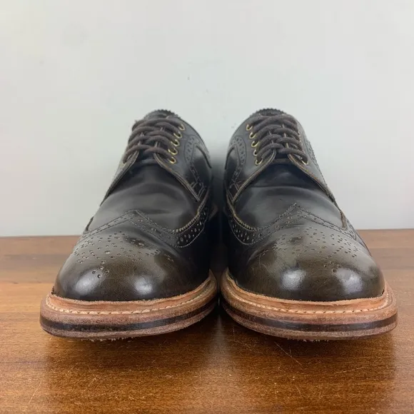 GRENSON Sid Brown Leather Brogue Wingtip Oxfords Shoes 5190 285 Mens Size 7.5 G