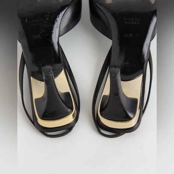 Gucci Black   Gold Slingback Heels
