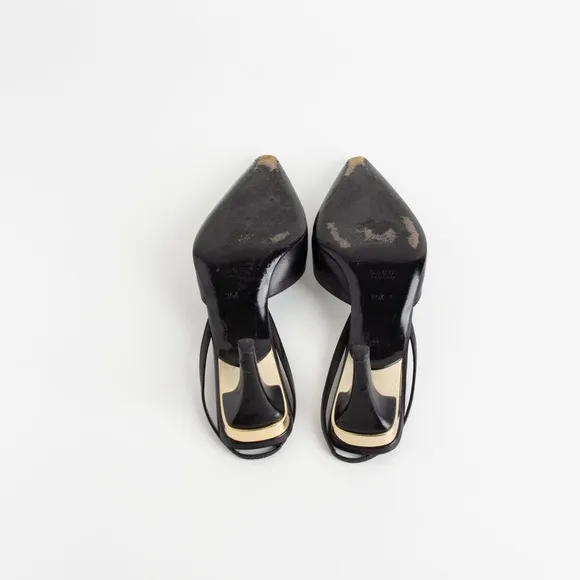 Gucci Black   Gold Slingback Heels
