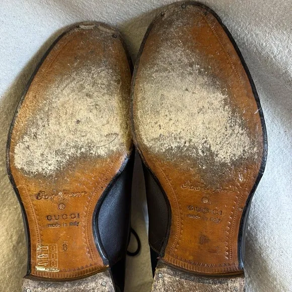 Gucci Blue and Brown Leather Oxfords Sleek Formal Design