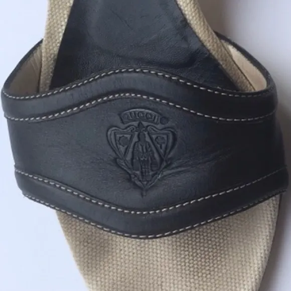 Gucci Crested Open Toe Kitten Heels