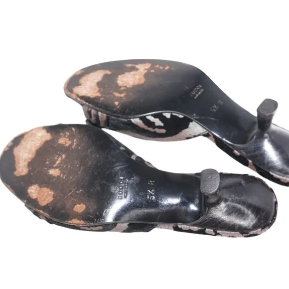 Gucci Crushed Velvet Peep Toe Kitten Heels, Size 5.5