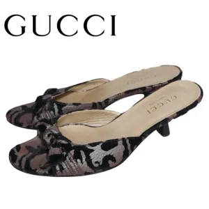 Gucci Crushed Velvet Peep Toe Kitten Heels, Size 5.5