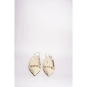Gucci Leather Pointed Toe Kitten Heels w/ Gold Bows