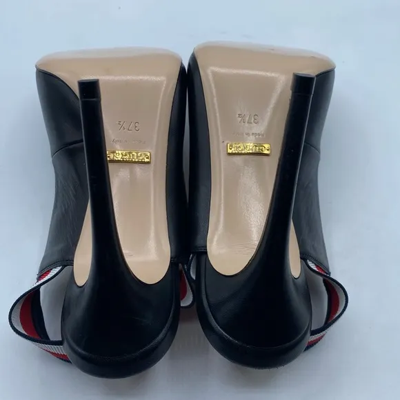 Gucci Malaga Silvie Web Leather Slingback Heels