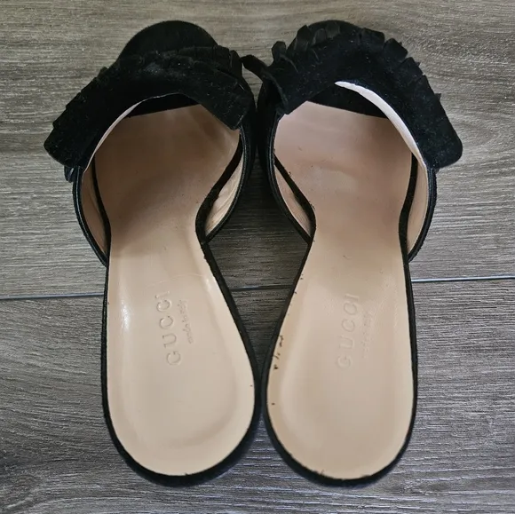 Gucci Marmont GG Fringe Suede Mules