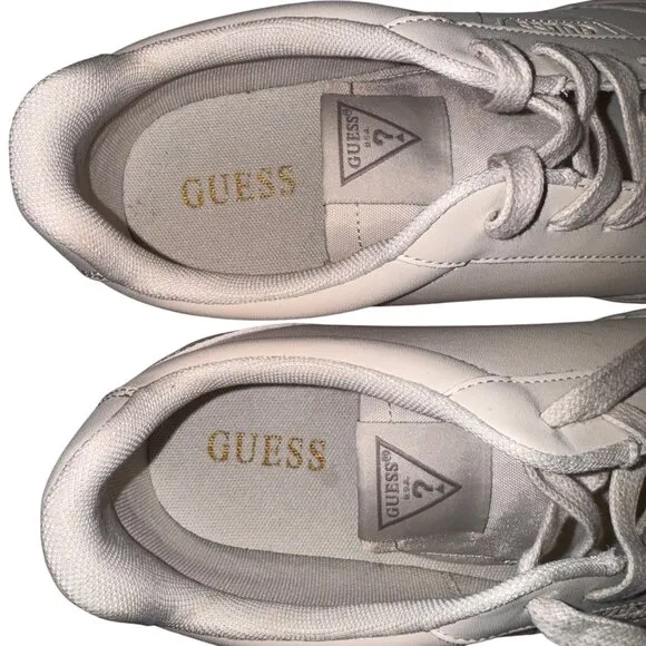 Guess Bazto Mens Size 10.5 T-Toe Beige &amp; Taupe Casual Sneakers Shoes
