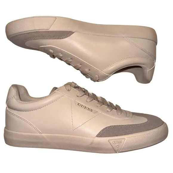 Guess Bazto Mens Size 10.5 T-Toe Beige &amp; Taupe Casual Sneakers Shoes