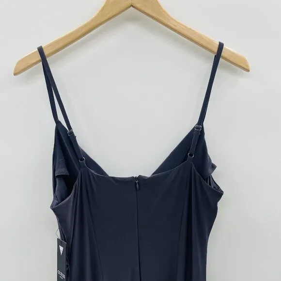 Guess Womens Size 12 Faux Wrap Cowlneck Slip Dress in Slate Gray Stretch $108
