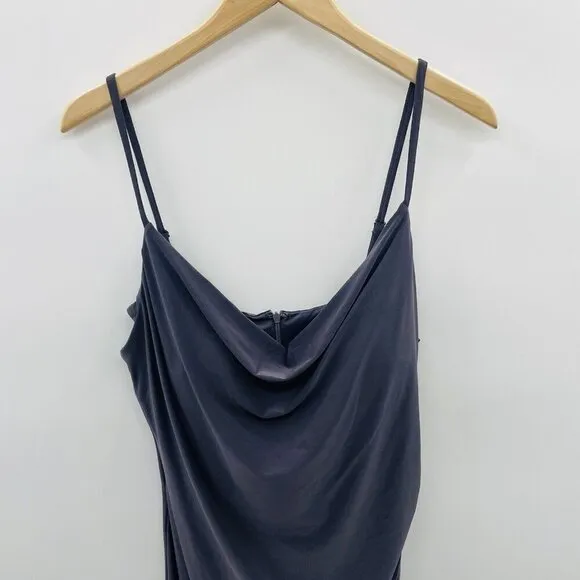 Guess Womens Size 12 Faux Wrap Cowlneck Slip Dress in Slate Gray Stretch $108