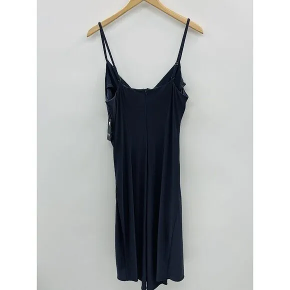 Guess Womens Size 12 Faux Wrap Cowlneck Slip Dress in Slate Gray Stretch $108