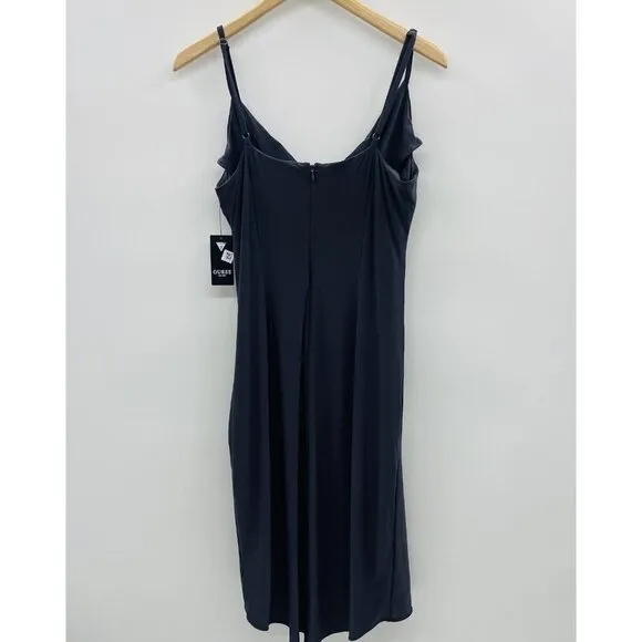 Guess Womens Size 14 Faux Wrap Cowlneck Slip Dress in Slate Gray Stretch $108