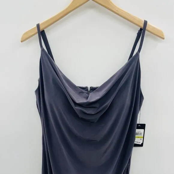 Guess Womens Size 14 Faux Wrap Cowlneck Slip Dress in Slate Gray Stretch $108