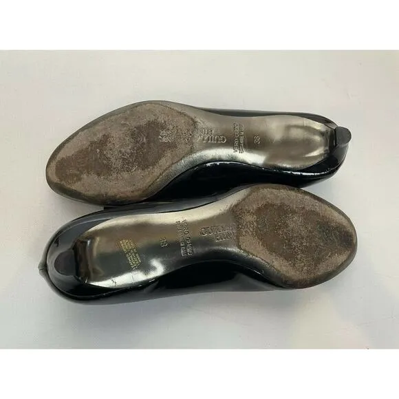GUILLAUME HINFRAY Patent Black sparkle ballet bow Kitten Heels size 38