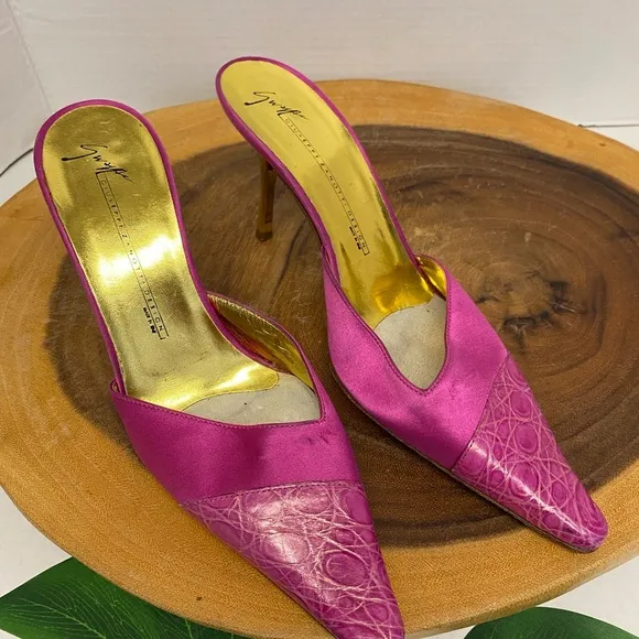 Guisaippe Zannotti Croc Embossed Toe SlideIn Mules