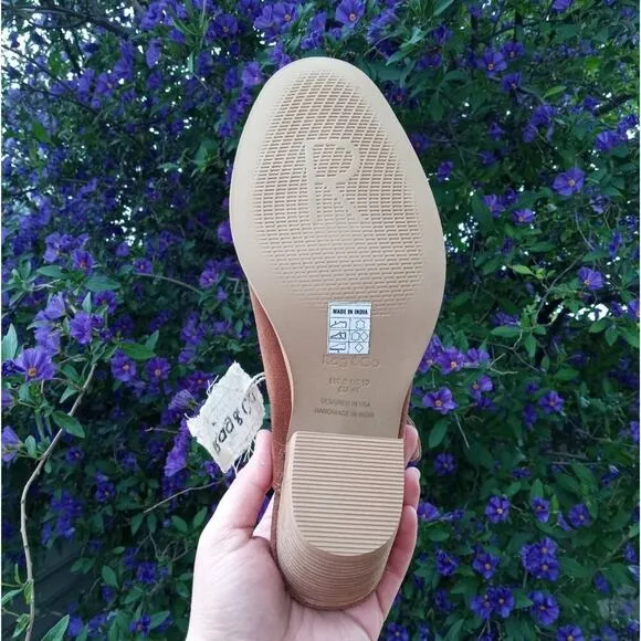 [H138] RAG &amp; CO [TARRAH] Tan Stacked Heel Mules With Adjustable Buckle, Size 10