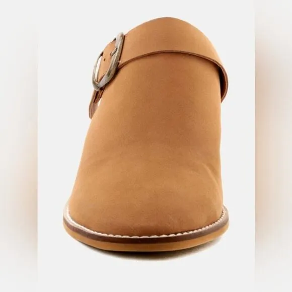 [H140] RAG &amp; CO [TARRAH] Tan Stacked Heel Mules With Adjustable Buckle, Size 10