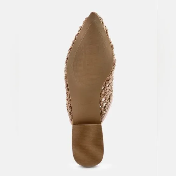 [H167] RAG &amp; CO [MELANIE] Gold Tassels Embellished Woven Flat Mules, Size 5